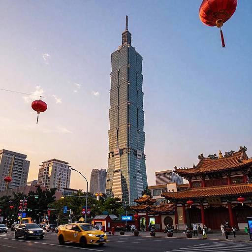 Taipei 101 Sunset with Lanterns