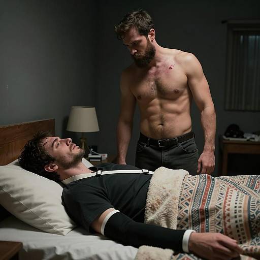 Tense Encounter in a Dark Room