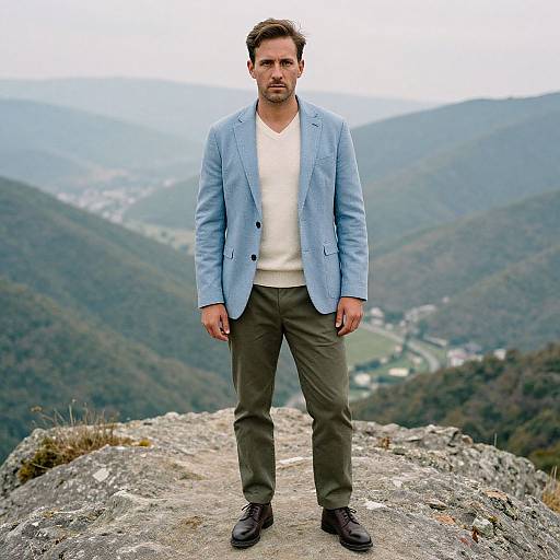 Confident Man at Mountain Summit