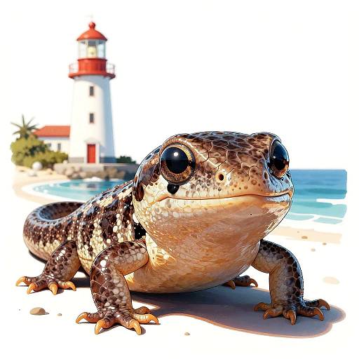 Anthropomorphic Skink by Coastal Lighthouse