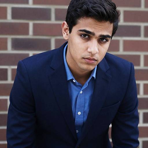 Young Man in Blue Suit Portrait