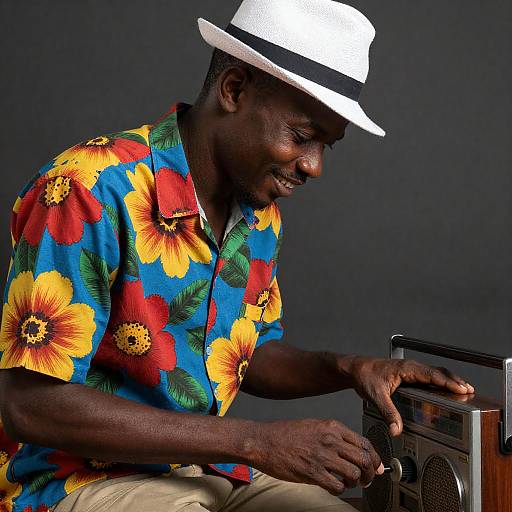 Vintage Vibes: Joyful Radio Operator