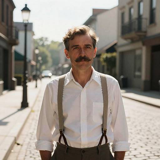 Vintage Man on Sunlit Street
