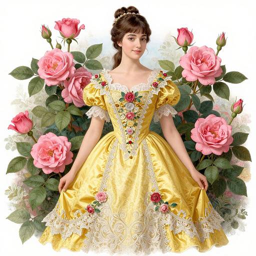 Regal Woman in Botanical Elegance