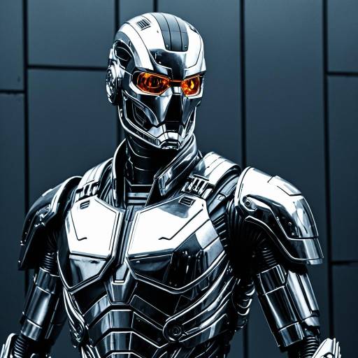 Futuristic Chrome Cyborg Robot