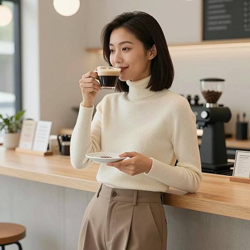 Serene Coffee Moments: East Asian Elegance