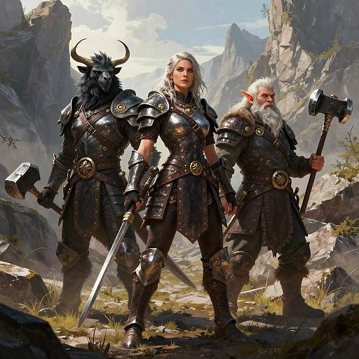 Fantasy Adventurers in Mountain Pass