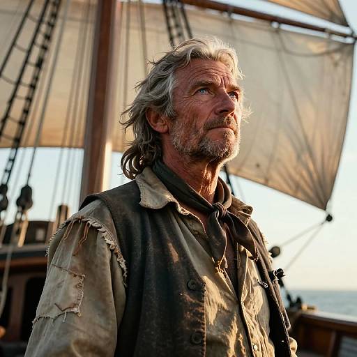 Epic Low-Angle Portrait of Veteran Sailor