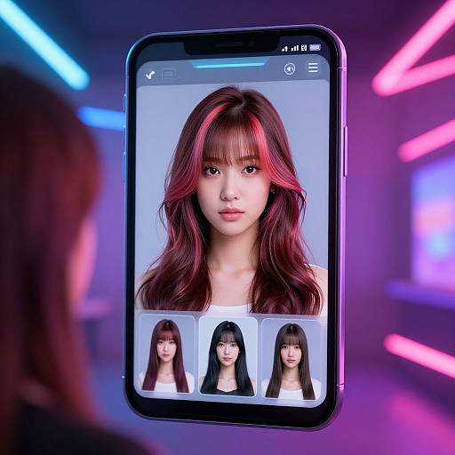 Virtual Hairstyle Try-On with Neon Tech