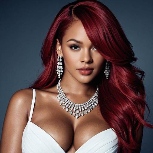 Elegant Woman with Red Hair and Diamond Jewelry