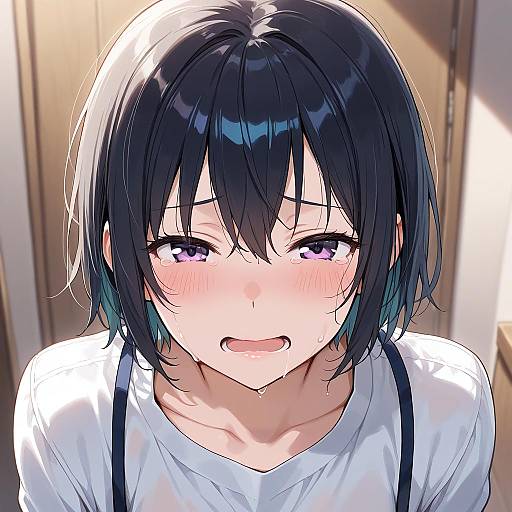 Emotional Portrait of a Tearful Girl