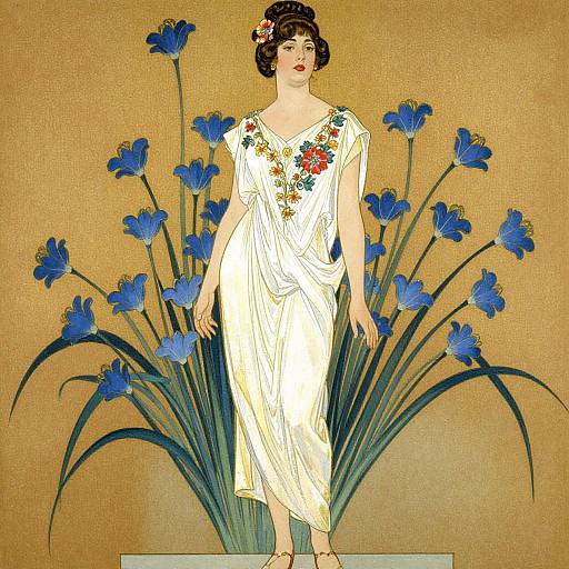 Vintage Art Deco Woman in Gown
