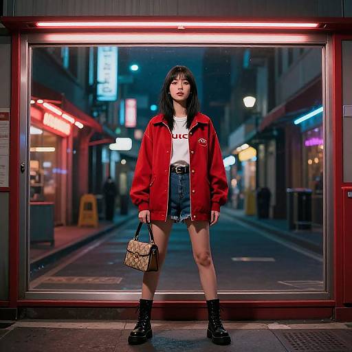 Trippy Streetwear Girl in Red