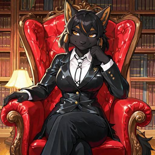Confident Woman in Surreal Library Setting