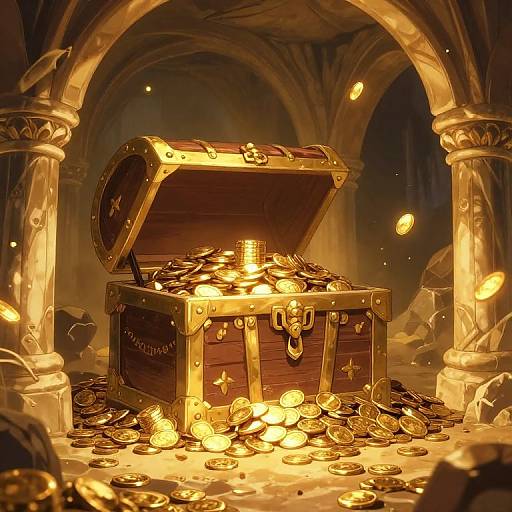 Anime Fantasy Cave with Treasure