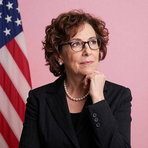 Thoughtful Portrait with Flag and Pink