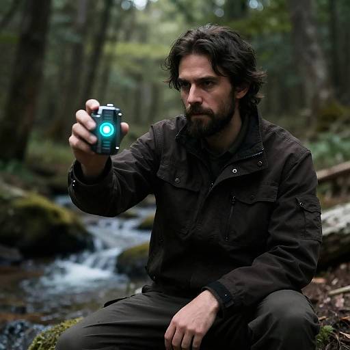 Futuristic Device in a Forest Setting