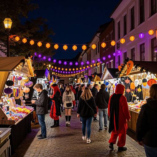 Vibrant Halloween Night Market Scene