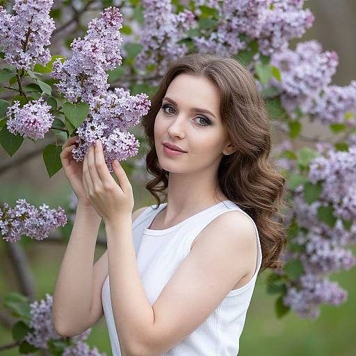 Russian Model in Spring Lilac Park
