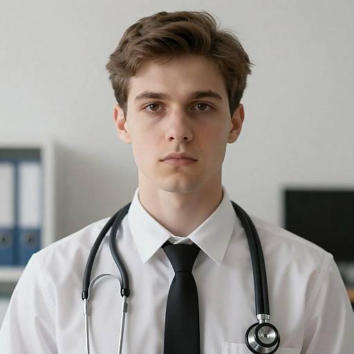 Serious Young Doctor Portrait in Focus