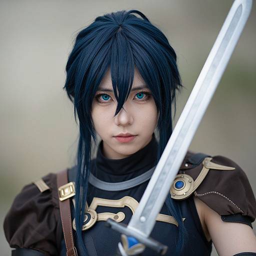 Triton Cosplay with Sword Close-Up