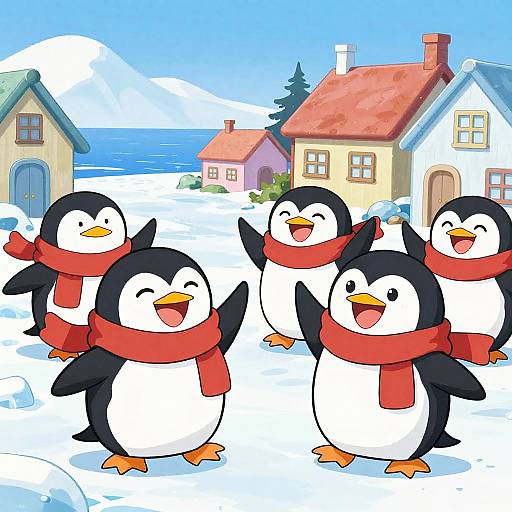 Playful Penguins Causing Icy Chaos