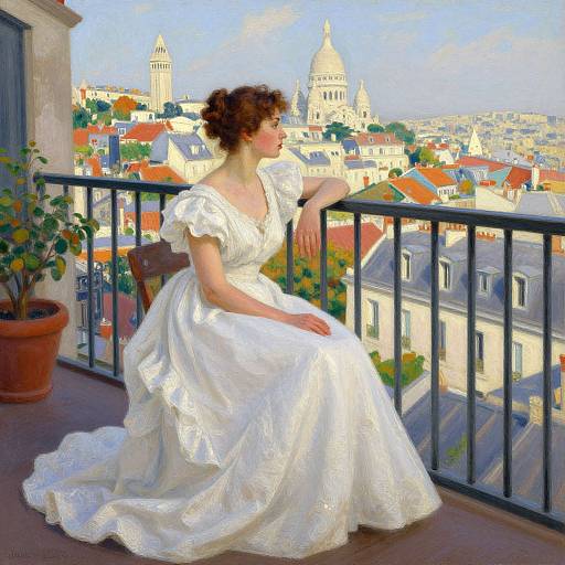Elegant Woman on Montmartre Balcony