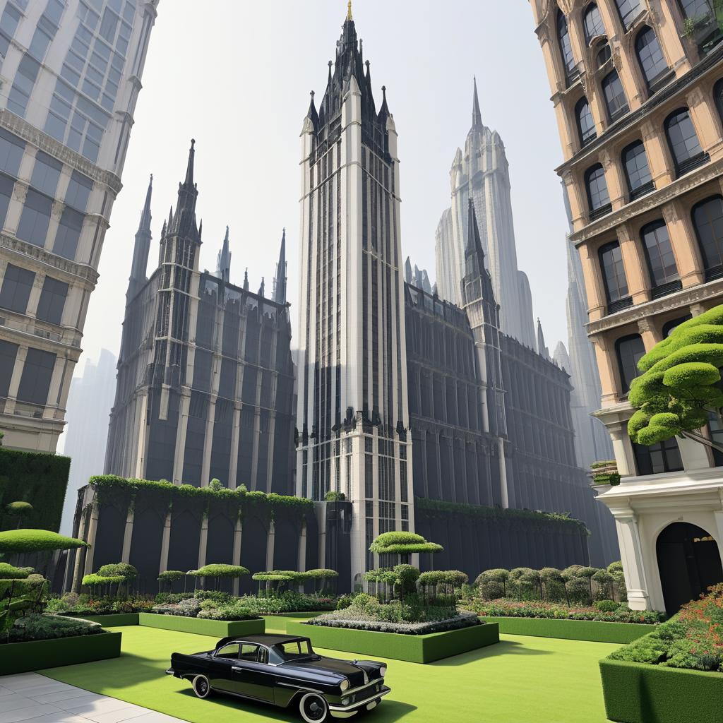 Gothic Skyscraper with Rooftop Garden