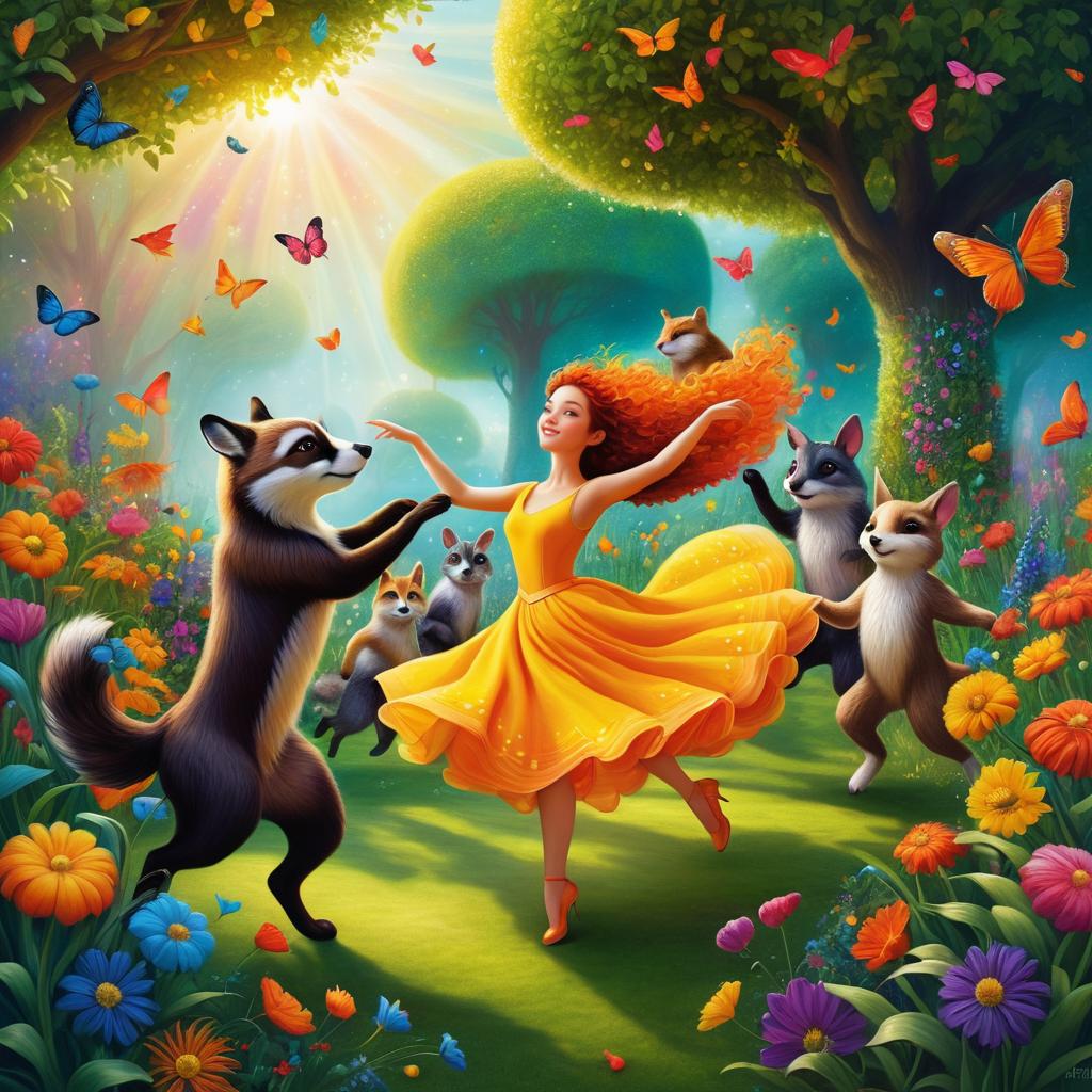 Surreal Dance in a Colorful Garden