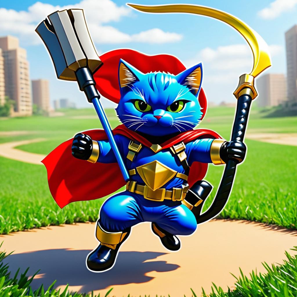 Epic Superhero Cat Battling for Justice