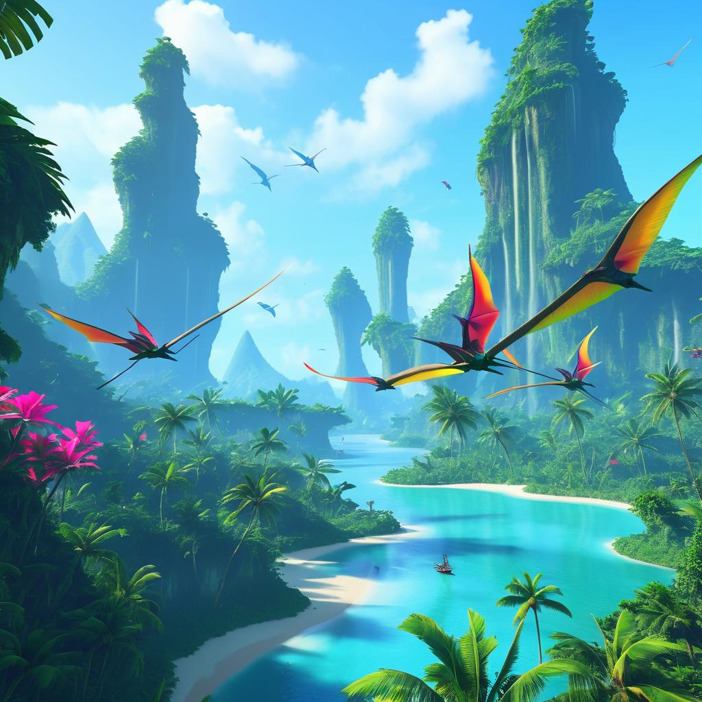 Epic Pterosaurs in Prehistoric Landscape