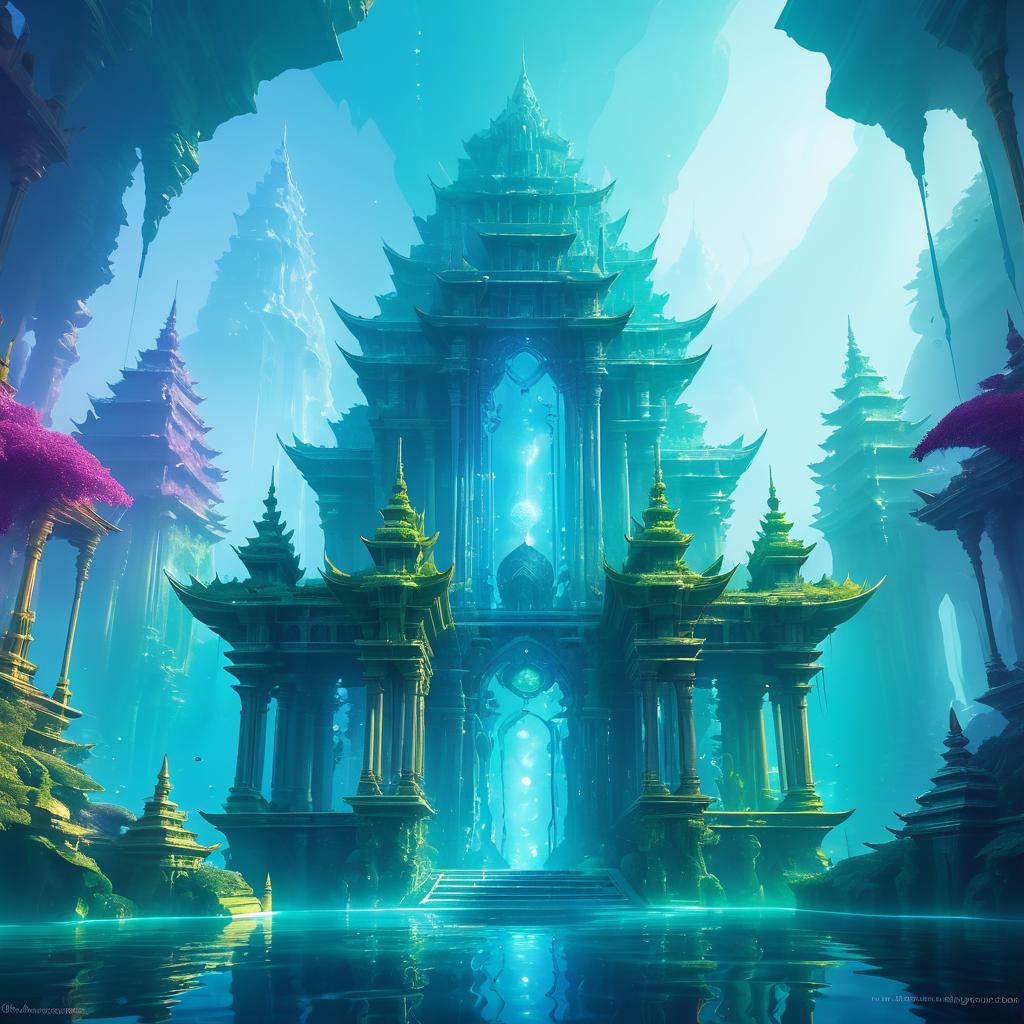 Ethereal Submerged Temple Illustration