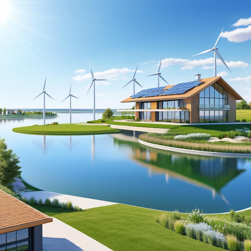 Serene Eco-Friendly Home with Wind Turbines