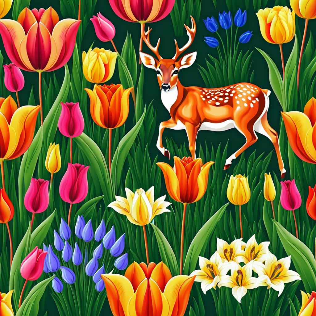 Vintage Hand-Drawn Tulip Garden Wallpaper