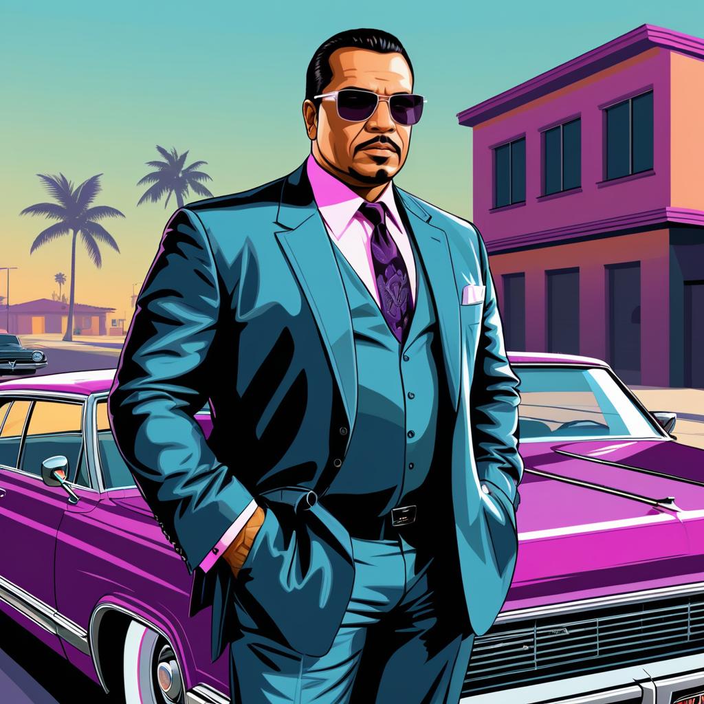 Mobster with Custom Lowrider Illustration