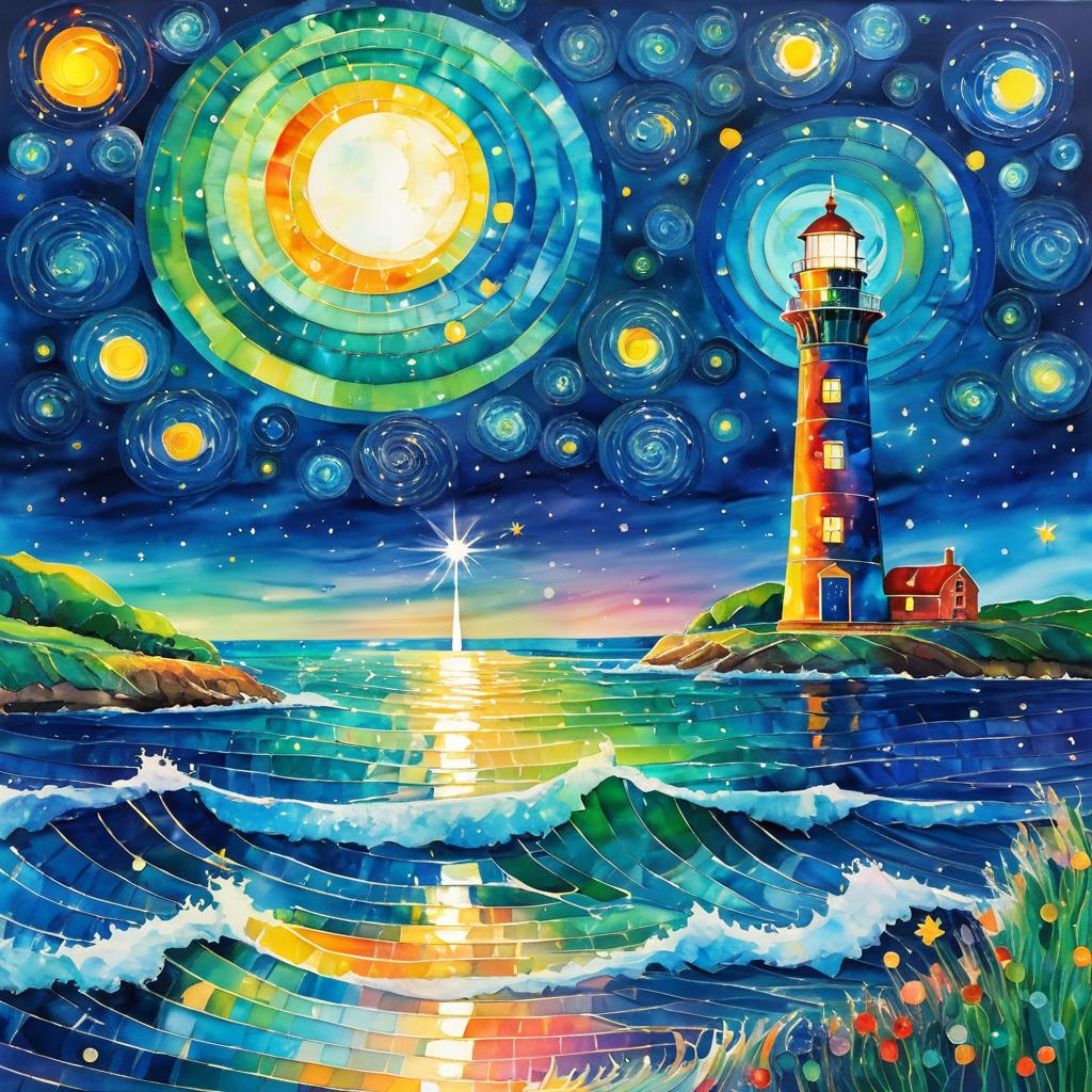 Cosmic Lighthouse with Enchanting Colors