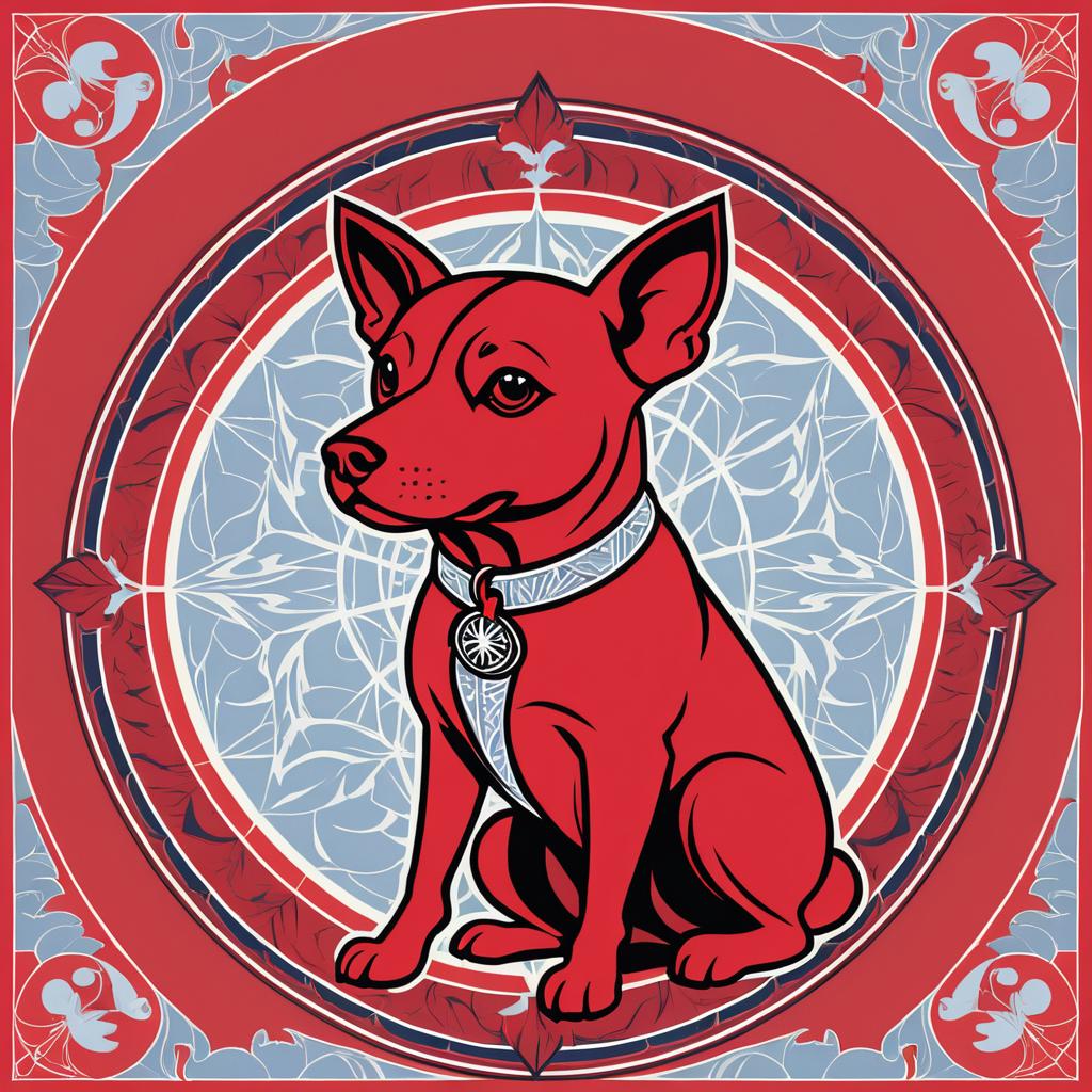 Spiderman-Inspired Dog on Red Background