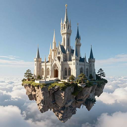 3D Floating Gothic Castle Island