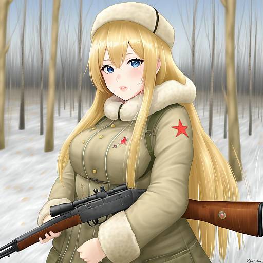 Illustration of Mosin-nagant (girls' frontline), girls' frontline in the style of Kutone shirika