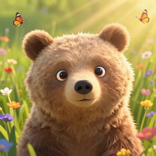 Whimsical Bearhug in Wildflower Meadow