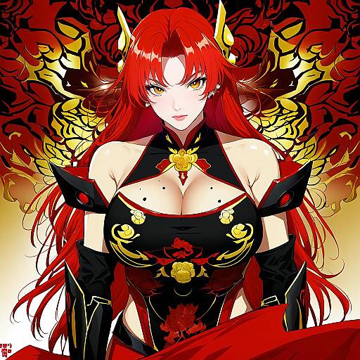 Illustration of Murata himeko (vermillion knight), honkai (series) in the style of Harumina mau