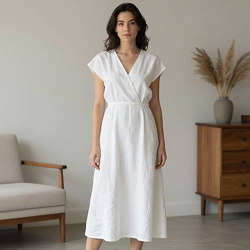 Woman in White Linen Dress