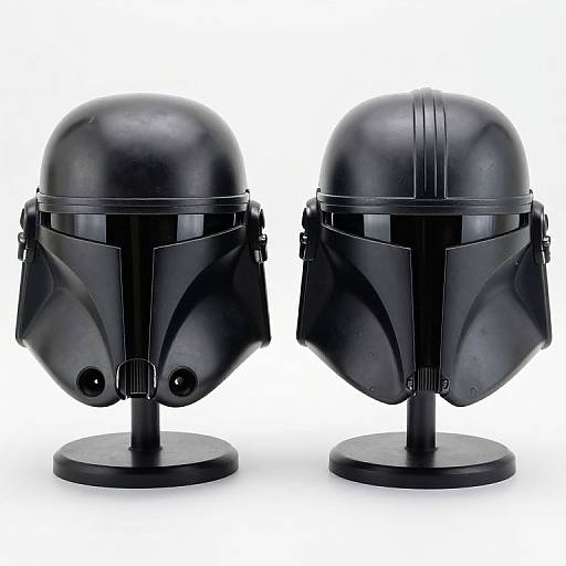Matte Black Mandalorian Helmets Display
