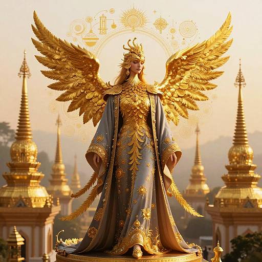 Gilded Phoenix Mage over Golden Pagodas