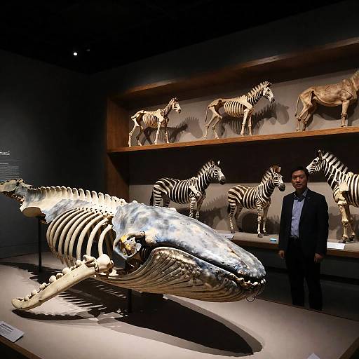 Museum Exhibit Featuring Whale Skeleton Display