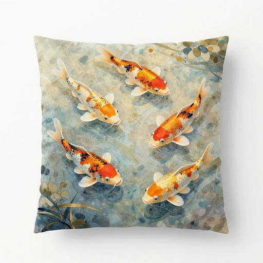 Serene Koi Fish Zen Pond Illustration