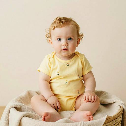 Studio Portrait of Curly-Haired Baby Girl