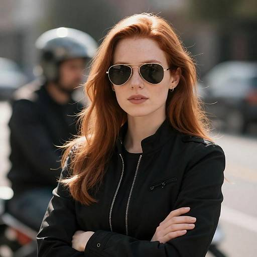 Intense Red-Haired Woman in Sunlight