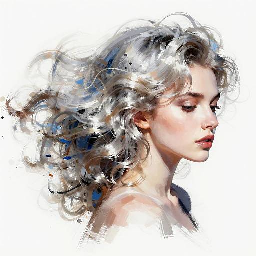 Dynamic Platinum Curly Hair Abstract