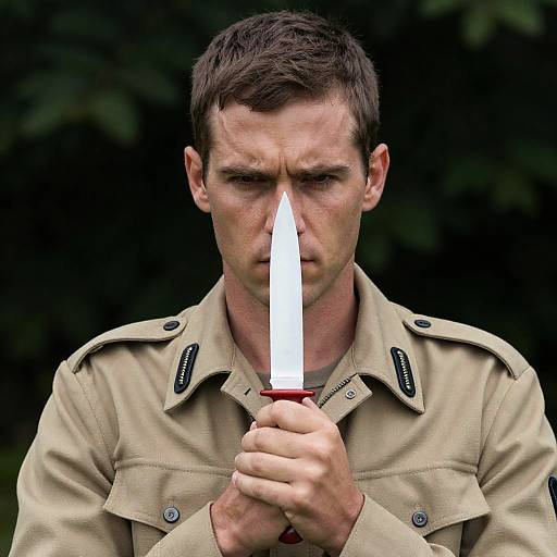 Intense Portrait of a Military Man